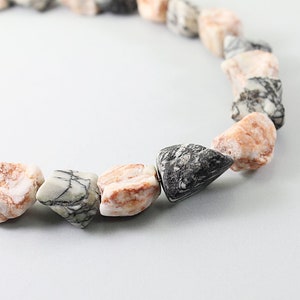 Rough stone necklace for women Raw gemstone zebra picture jasper jewelry Unique One of a kind geology gift image 1