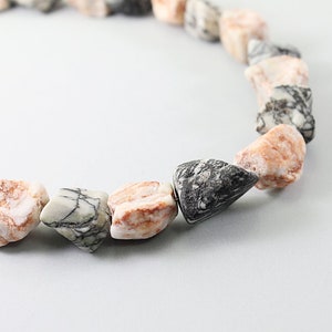 Rough stone necklace for women Raw gemstone zebra picture jasper jewelry Unique One of a kind geology gift