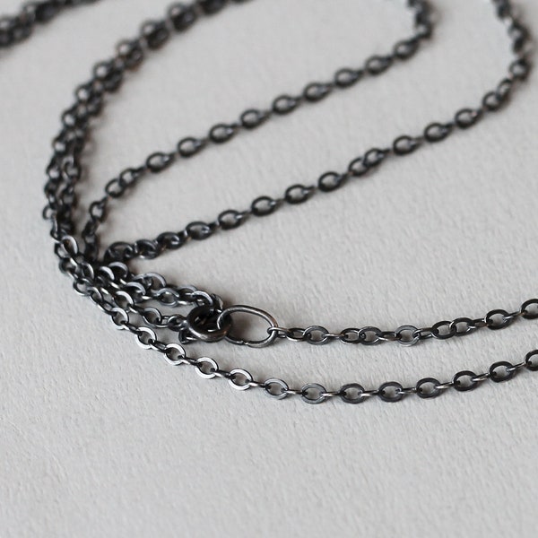 Durable oxidized silver chain for men, women Long sterling silver chain for pendant 1.9 mm, Thick Rustic 15 18 20 22 24 30 32 34 36 inch 38"