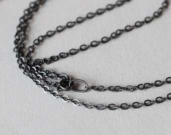 Durable oxidized silver chain for men, women Long sterling silver chain for pendant 1.9 mm, Thick Rustic 15 18 20 22 24 30 32 34 36 inch 38"