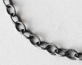 Thick chain link necklace Oxidized sterling silver chain necklace for men, women Long, short Textured rustic 15 20 24 30 32 34 36 inch 38"