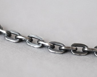 Thick heavy chain necklace Oxidized sterling silver chain link necklace for men, women 5.7 mm Rustic antiqued Strong Long or short 20 30 32