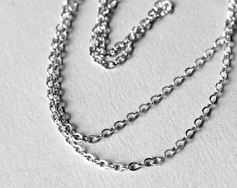 Durable sterling silver chain necklace for men, women Short or long chain for pendant 1.9 mm, Thick 15 18 20 22 24 30 32 34 36 inch 38"