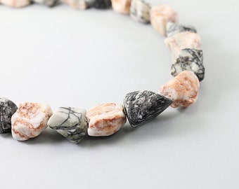 Rough stone necklace for women Raw gemstone zebra picture jasper jewelry Unique One of a kind geology gift