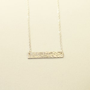 Hammered sterling silver bar necklace for women Simple textured pendant 15&quot; 16 17 18 19 20 inches