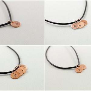 Personalized fathers jewelry Custom fathers necklace with initials Personalized father's day gifts Jewelry for men Leather and copper coin image 1