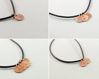 Personalized fathers jewelry Custom fathers necklace with initials Personalized father's day gifts Jewelry for men Leather and copper coin