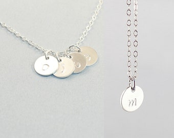 Mother's necklace Personalized sterling silver initial necklace for mom, 2, 3, 4 kids 5, 6 Engraved jewelry for grandmother