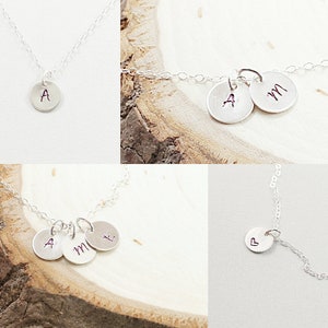 Custom men's necklace Sterling silver personalized necklace for men Engraved initial charm image 2