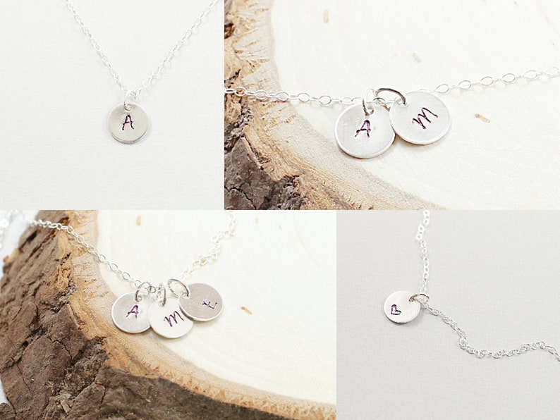 Custom men's necklace Sterling silver personalized necklace for men Engraved initial charm image 2