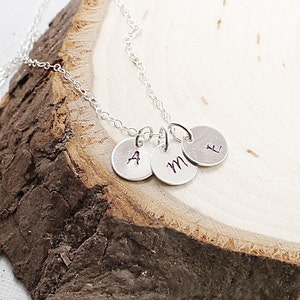 Initial necklace silver personalized necklace, engraved three letters charms, custom made mother jewelry image 3