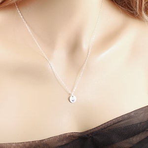 Sterling silver heart necklace Women or men Simple small engraved pendant Choose chain length image 3