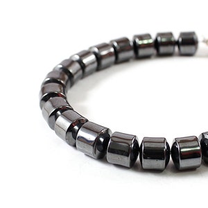 Natural hematite bracelet for men Beaded mens bracelet Gray Dark