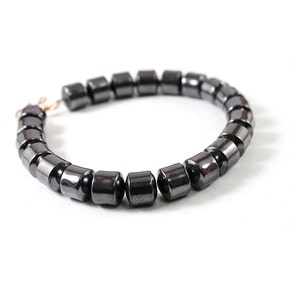 Natural hematite bracelet for men Beaded mens bracelet Gray Dark image 3