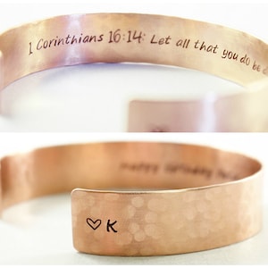 Personalized Christian jewelry, Bible verse bracelet, custom religious bracelet, Christian scripture jewelry, engraved cuff