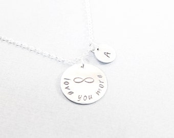 Love you more than infinity necklace with initial Sterling silver chain Personalized women jewelry