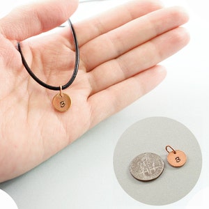 Personalized fathers jewelry Custom fathers necklace with initials Personalized father's day gifts Jewelry for men Leather and copper coin image 4