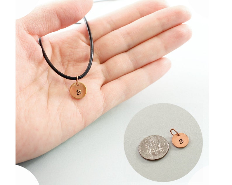Personalized fathers jewelry Custom fathers necklace with initials Personalized father's day gifts Jewelry for men Leather and copper coin image 4