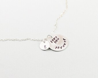 Love you forever engraved necklace for women Sterling silver short or long personalized necklace Sentimental