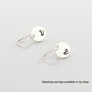 Sterling silver heart necklace Women or men Simple small engraved pendant Choose chain length image 5