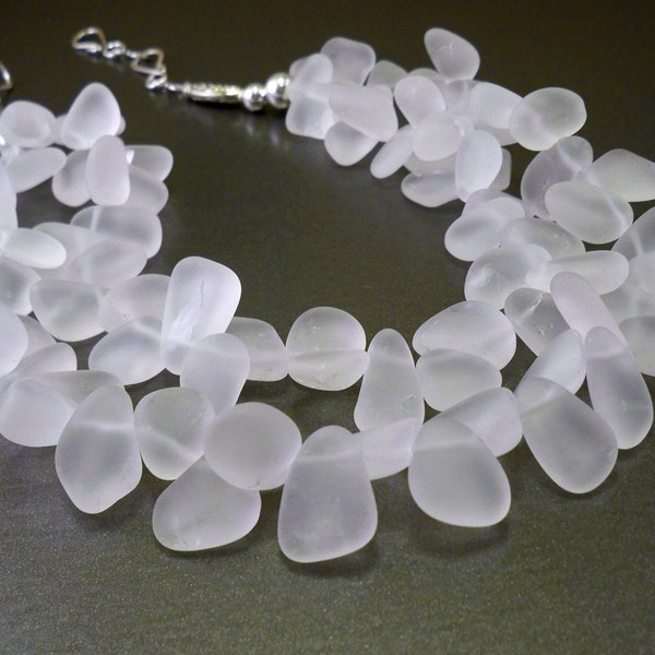 Crystal quartz necklace - natural white rock crystal gemstones, handmade jewelry, made in USA winter fashion, holiday gifts for women