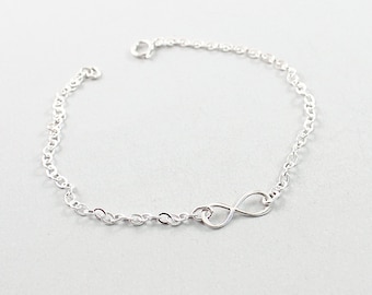 Sterling silver infinity bracelet Friendship jewelry for best friend