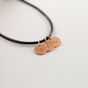 Personalized fathers jewelry Custom fathers necklace with initials Personalized father's day gifts Jewelry for men Leather and copper coin image 2