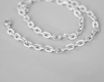 Thick heavy sterling silver chain necklace Shiny short or long chain link necklace for men women 5.7 mm 15 16 18 20 24 30