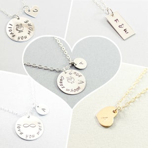 Love you more sterling silver engraved necklace for women Long Personalized chain necklace Heart Owl Initials image 3