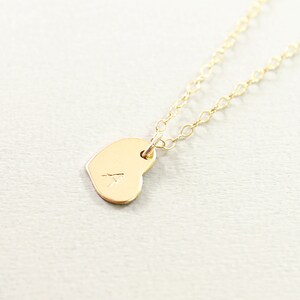 Engraved heart necklace for women Gold filled personalized initial, letter charm