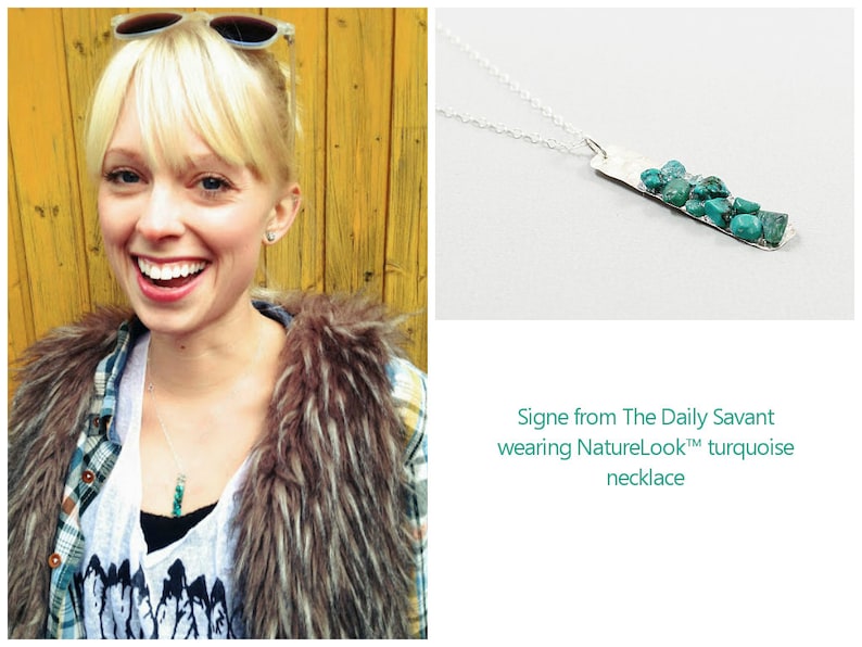 Real turquoise necklace Sterling silver rough gemstone pendant for women Short or Long chain 30 32 34