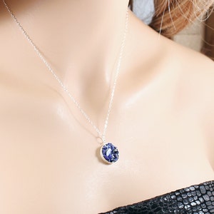 Unique blue lapis lazuli necklace Sterling silver chain and natural gemstone pendant for women image 2