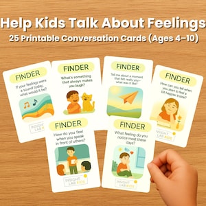 Tarjetas de conversación sobre sentimientos para niños (imprimibles): 25 sugerencias para ayudar a los niños a hablar sobre sus emociones (de 4 a 10 años)