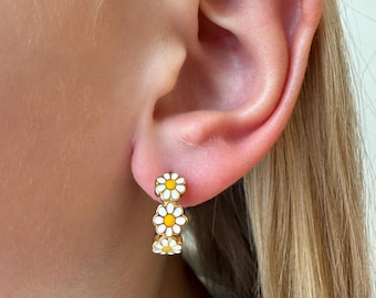 Créoles marguerite • Créoles plaquées or 18 carats, hypoallergéniques