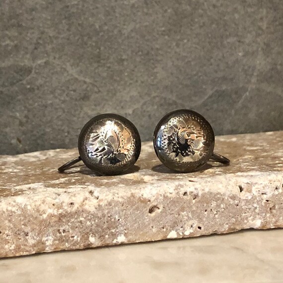 Sterling silver button Earrings, Clip on earrings,