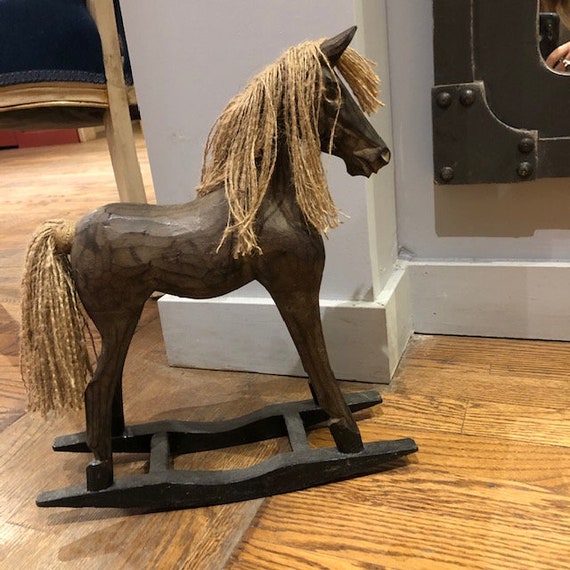 hand carved rocking horse