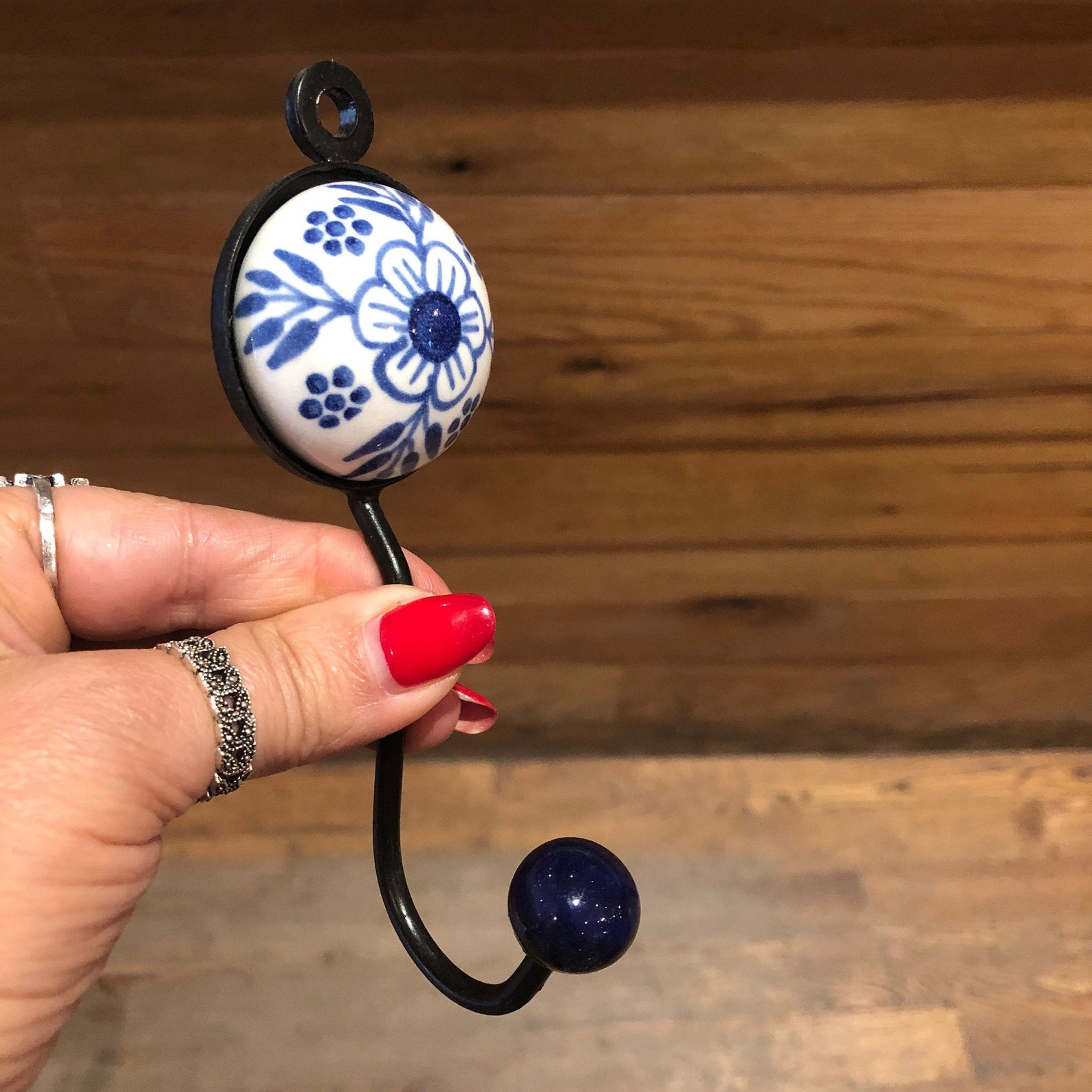 Blue white Ceramic Hook Greece decor Hand painted Hook Etsy