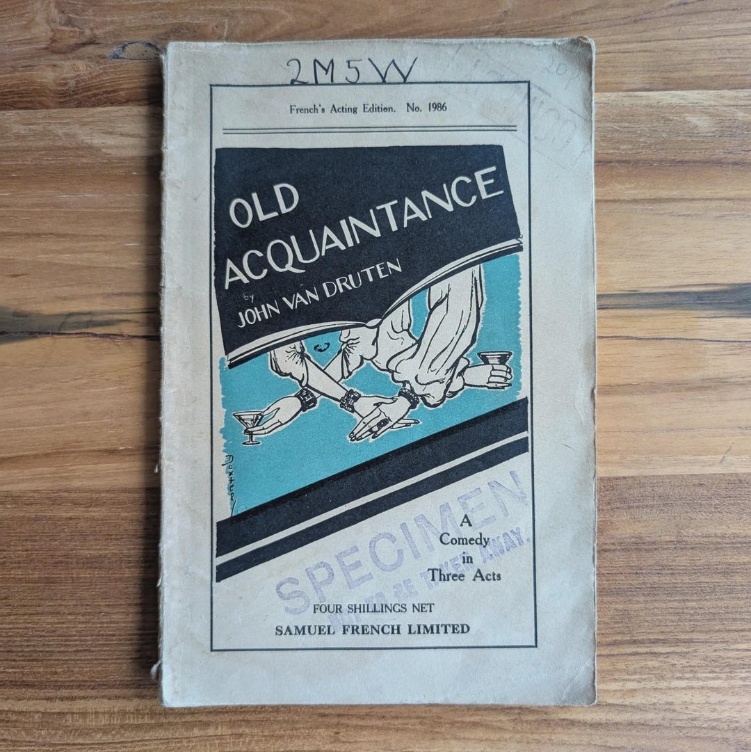 Vintage “old Acquaintance” Script 1941 – Samuel French Acting Edition ...