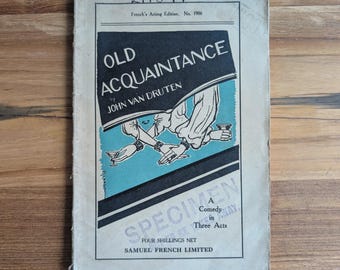 Vintage “Old Acquaintance” Script 1941 – Samuel French Acting Edition – John Van Druten Play – Bette Davis Film Tie-In – Theatre Ephemera