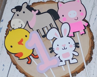 Barnyard Centerpiece Set, Barnyard Party, Farm Party Decorations, Girl Birthday Party Decor, Girl Banner