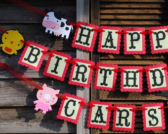 Farm Birthday Banner: Cow, Pig & Chick Party Decorations