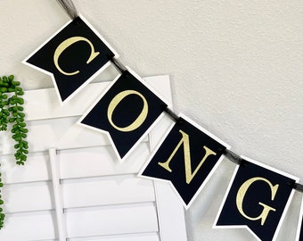 Graduation Banner, Black and Gold Banner, Congratulations Banner, Graduation Party Decor, Graduation Decor