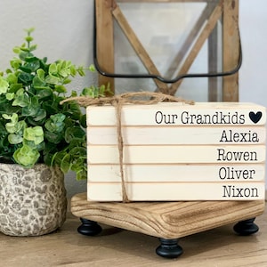Personalized Grandparents Wood Book Stack: Farmhouse Decor Gift