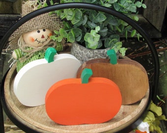 Handcrafted Wooden Pumpkins: Fall Tiered Tray Decor