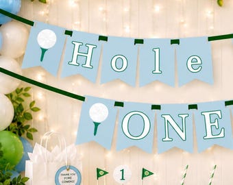 Hole in One 1st Birthday Banner | Personalized Golf Birthday Decor
