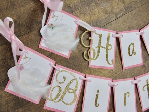 Swan Princess Happy Birthday Banner, Swan Birthday Party, Swan Bridal Shower, Swan Baby Shower, Swan Princess Il_570xn