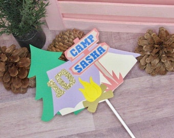 Camp Theme Birthday Party Cake Topper, Camping Party, Camping Cake Topper, Camp Themed Birthday Party Decorations
