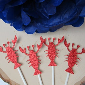 Lobster Cupcake Toppers, Lobster Themed Birthday Party, Lobster Decoration, Clam Bake Decor image 3
