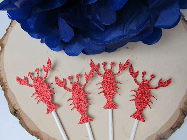 Lobster Cupcake Toppers, Lobster Themed Birthday Party, Lobster Decoration, Clam Bake Decor image 3