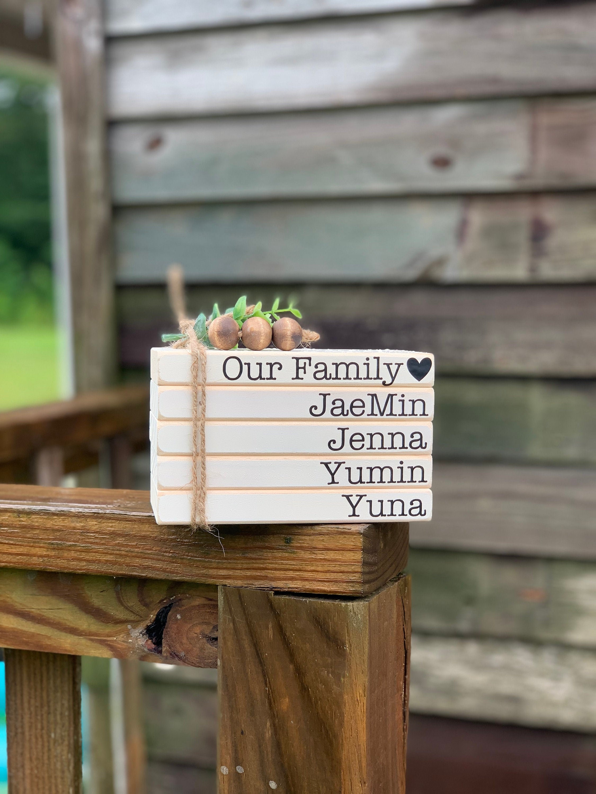Farmhouse Wooden Book Stack, Farmhouse Wooden Decoration, Personalized ...